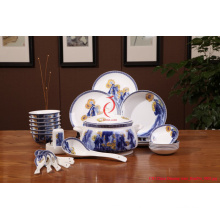 High Quality Luxury White and Blue Tableware